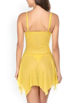 Women Sheer Solid Nightwear Baby Doll Lingerie