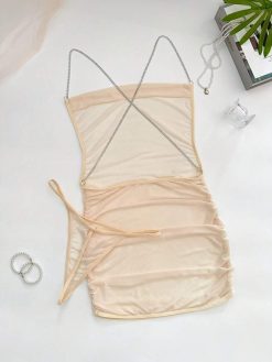 Women's Sexy Backless Bodycon Nightgown Set