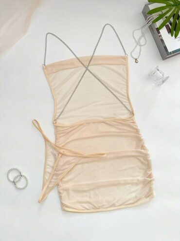 Women's Sexy Backless Bodycon Nightgown Set