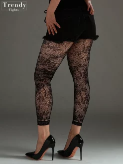 Women Plus Size High Stretch Jacquard Fishnet Leg Stocking