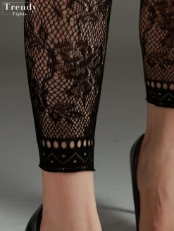 Women Plus Size High Stretch Jacquard Fishnet Leg Stocking