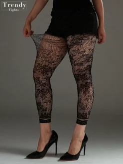 Women Plus Size High Stretch Jacquard Fishnet Leg Stocking