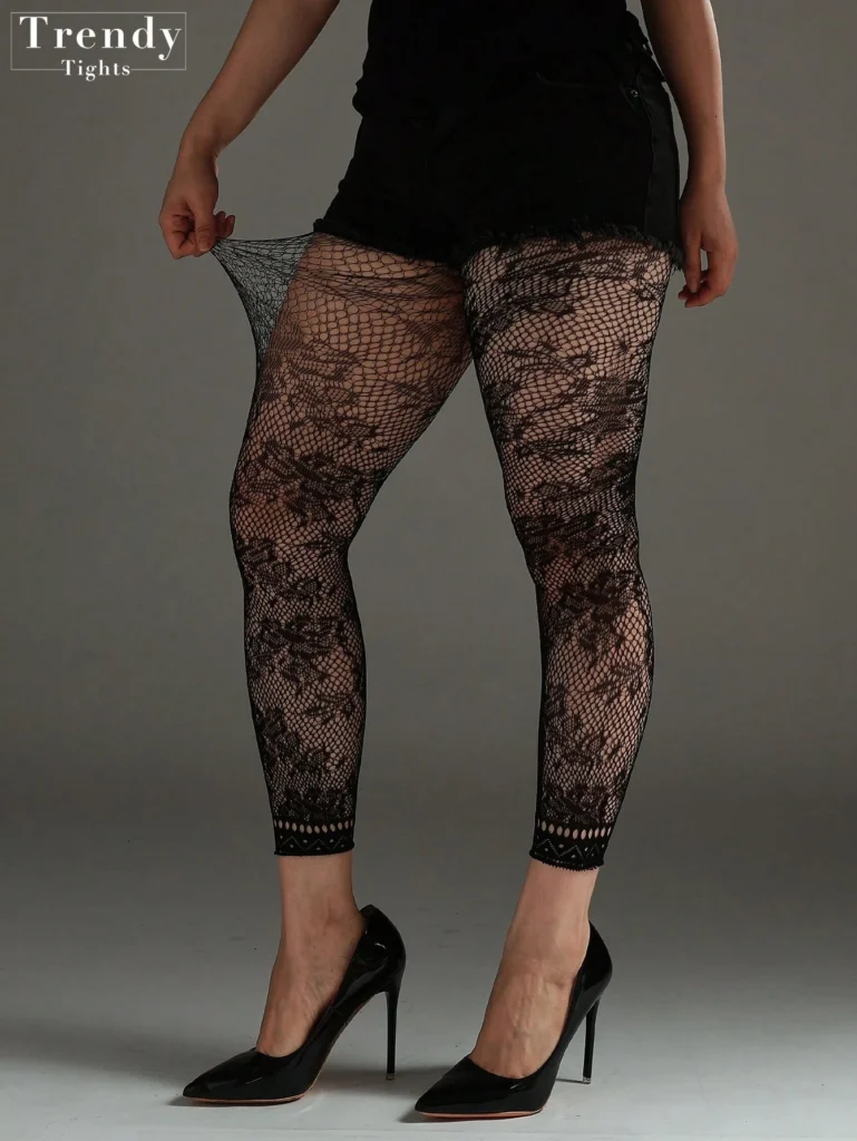 Women Plus Size High Stretch Jacquard Fishnet Leg Stocking