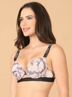 Animal Print Half Coverage Underwired Lightly Padded Pushup Bra