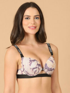 Animal Print Half Coverage Underwired Lightly Padded Pushup Bra