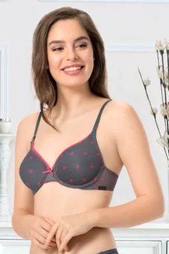 Full Cover Padded Underwired T-shirt Bra - Grey