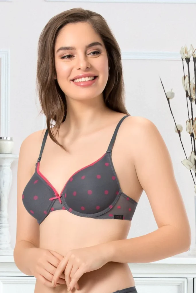 Full Cover Padded Underwired T-shirt Bra - Grey