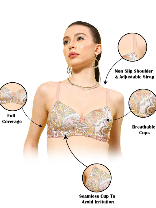 Full Coverage Lightly Padded Floral Printed Bra