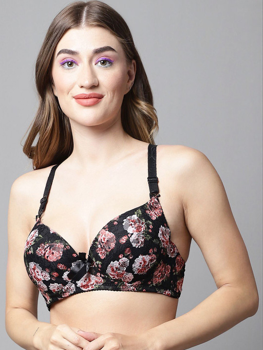 Medium Coverage Underwired Lightly Padded Floral Bra
