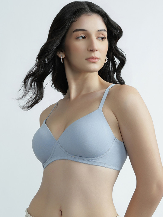Non Wired Lightly Padded Full Cup Bra - Sky Blue