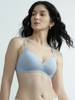 Non Wired Lightly Padded Full Cup Bra - Sky Blue