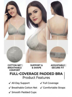 Self Design Full Coverage Lightly Padded Net Bra