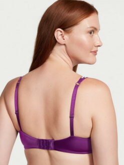 Sexy Double Shine Strap Push-Up Embellished Bra - Purple