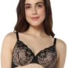 Sheer Luxe Padded Wired Demi Bra - Black
