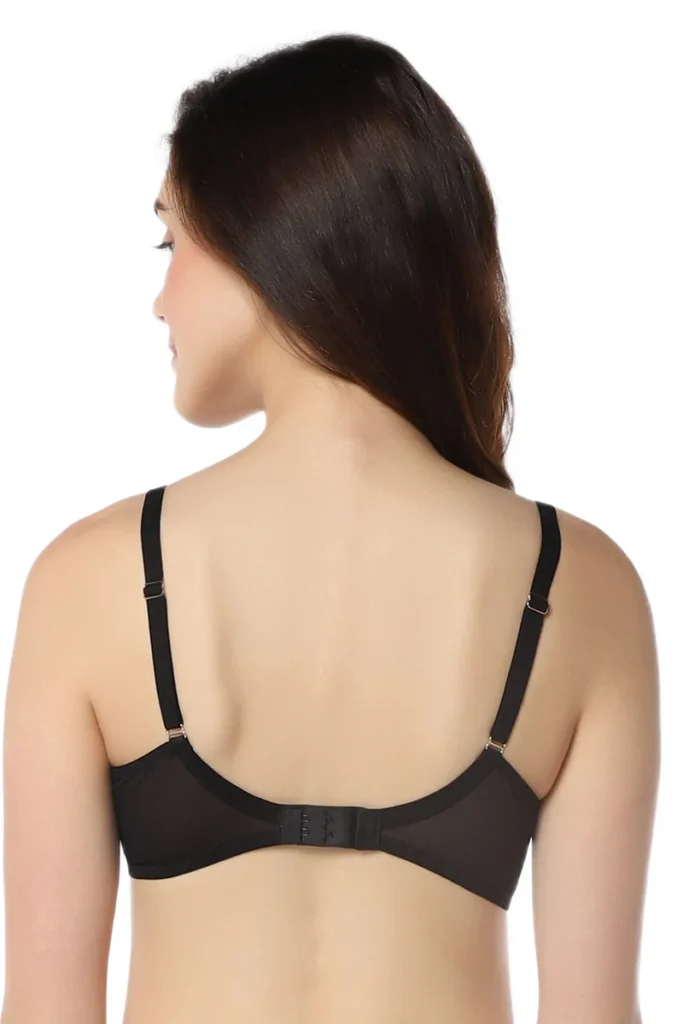 Sheer Luxe Padded Wired Demi Bra - Black