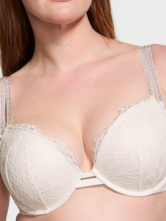 Very Sexy Double Shine Strap Lace Push-Up Embellished Bra