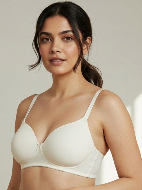 White Solid Non-Wired Lightly Padded T-shirt Bra
