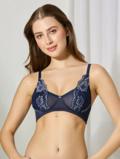 Women Floral Full Coverage Mesh Viva Non-Padded Wire-Free Lace Bra