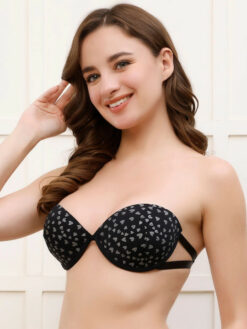 Graphic Half Coverage Lightly Padded Strapless Bra