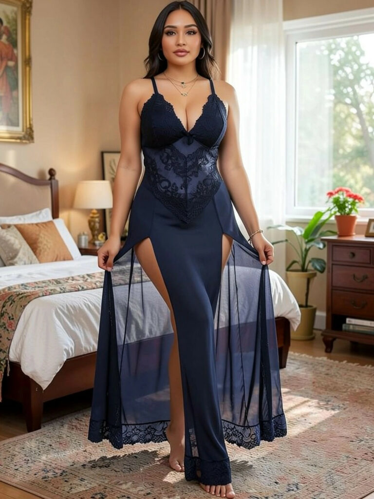Navy Blue Baby Doll Net Nighty