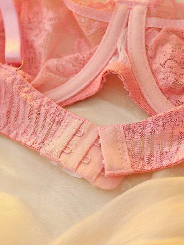 Pink Underwire Lace Patchwork Sheer Net Bra