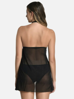 Self Design Shoulder Straps Satin Baby Doll Nighty