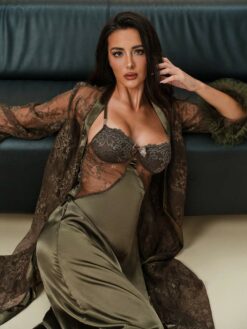 Sexy Criss Cross Lace Silk Satin Nightdress