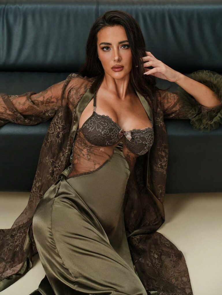 Sexy Criss Cross Lace Silk Satin Nightdress