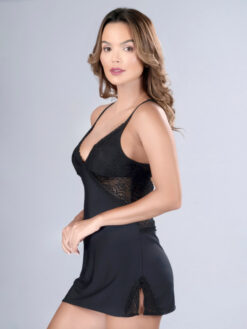 Women Black Solid Baby Doll Nighty