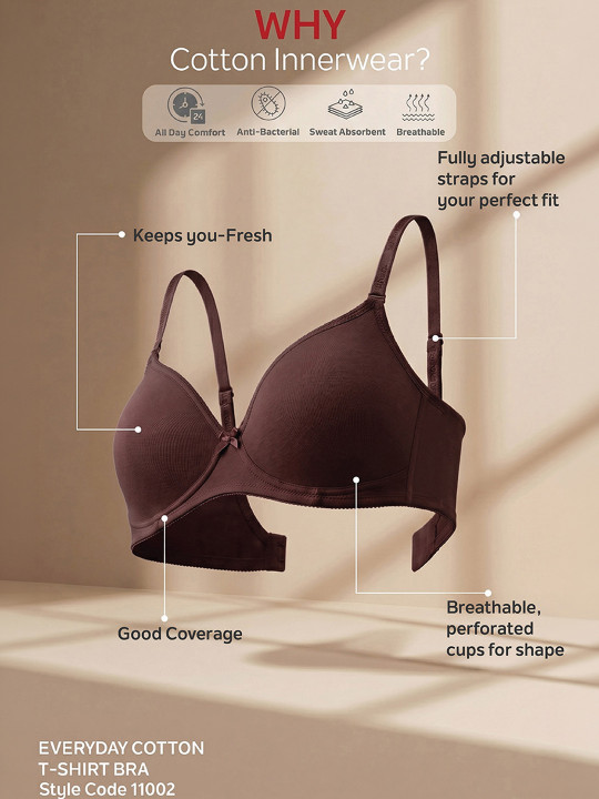 Women Cotton Padded Non-Wired T-Shirt Bra