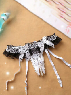 Lace Garter Belt With Attached Panty & Sheer Lace Top Stockings
