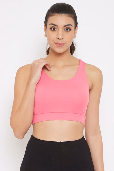Medium Impact Padded Racerback Sports Bra in Baby Pink