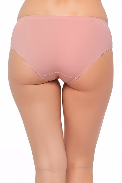 Mid-Waist Seamless Bonded Hipster Panties - Pink