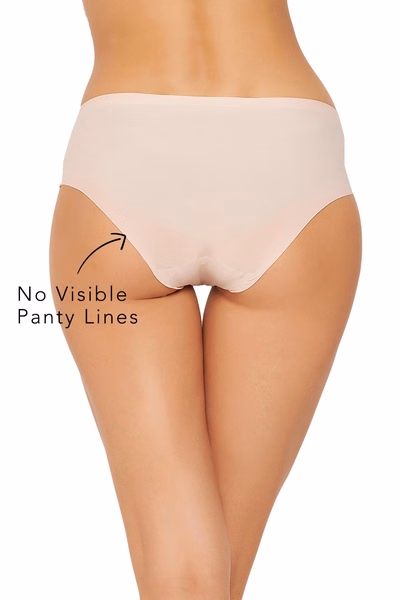 Mid Waist Seamless Laser-Cut Hipster Panty in Peach Colour