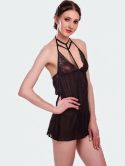 Net Halter Neck Baby Doll Short Nighty