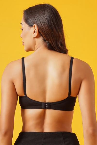 Padded Full Coverage Multiway T-shirt Bra & Mid Waist Graphic Hipster Panty in Black
