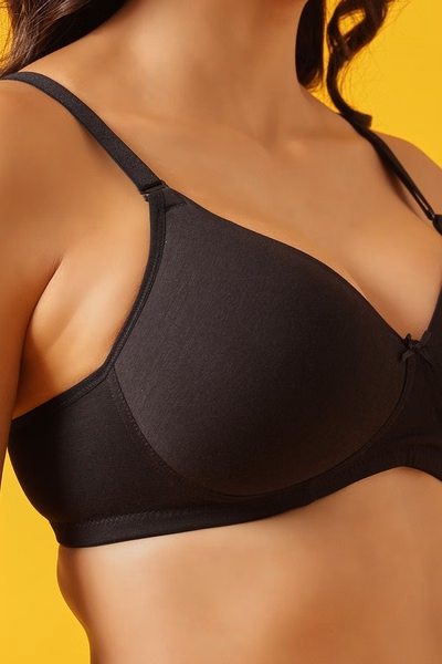 Padded Full Coverage Multiway T-shirt Bra & Mid Waist Graphic Hipster Panty in Black