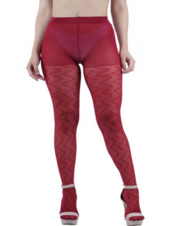 Patterned High Waist Semi Sheer Stockings