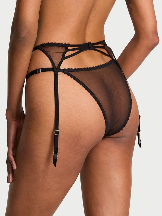 Red Self-Design Lace Strappy Garter Belt Briefs