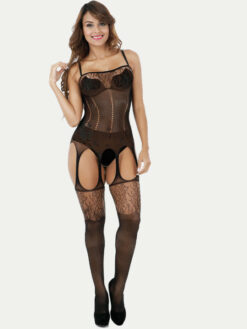 Self-Design Semi-Sheer Full Body Stockings 1