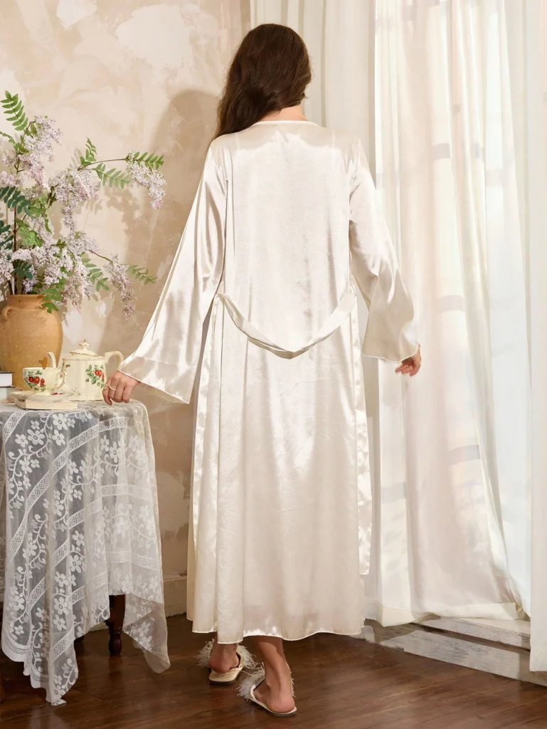 Women's Cream White Elegant Sexy Nighty