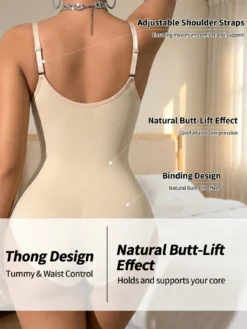 Women's Fashionable Elegant Cup Design Apricot Seamless Bodysuit
