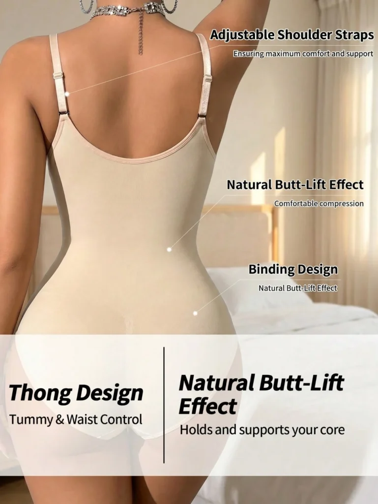 Women's Fashionable Elegant Cup Design Apricot Seamless Bodysuit