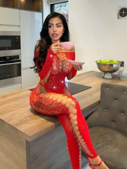 1pc Sexy Lingerie With Floral Pattern Body Stocking
