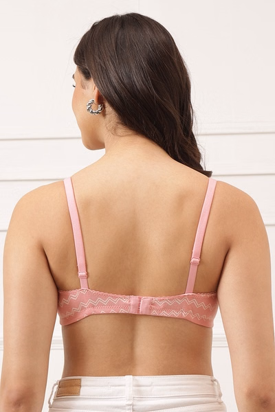 Full Coverage Chevron Print T-shirt Bra in Blush Pink - Cotton