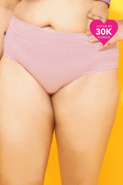 High Waist Hipster Panty in Light Pink - Cotton