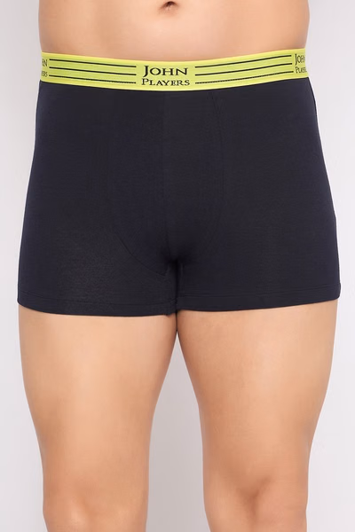 John Players Cotton Trunks with Striped Waistband in Black Colour