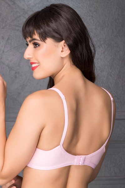 Non-Padded Non-Wired Full Coverage T-shirt Bra in Pink - Cotton