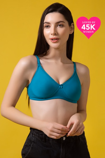 Non-Wired Full Coverage Spacer Cup Multiway T-shirt Bra in Sky Blue - Cotton Rich