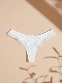 Women's Knitted Jacquard Cotton Lace Thong